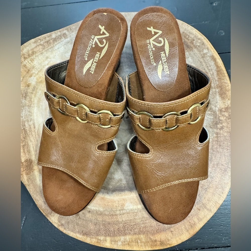 A2 by Aerosoles Open Toe Heel Sandals Tan/Light Brown Women's Size 7M